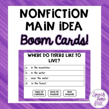 Preview of Nonfiction Main Idea BOOM CARDS™️