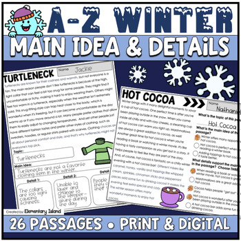 Preview of Nonfiction Winter Main Idea & Supporting Details & Key Details Worksheets