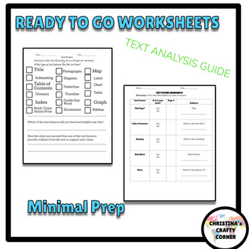 Text Features Worksheets- Nonfiction Activity by Christina's Crafty Corner