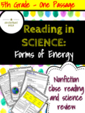 Nonfiction Passage with Comprehension Questions: Forms of Energy