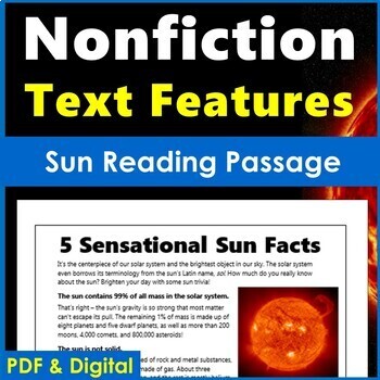Preview of Nonfiction Passage with Text Features - The Sun - Digital & PDF