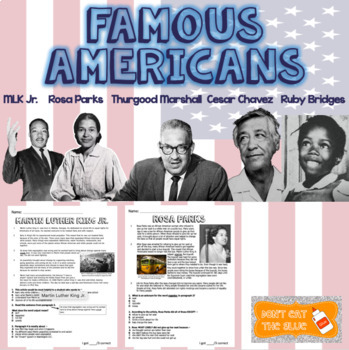 Preview of Nonfiction Passages w/ Activities and Comprehension Questions: Famous Americans
