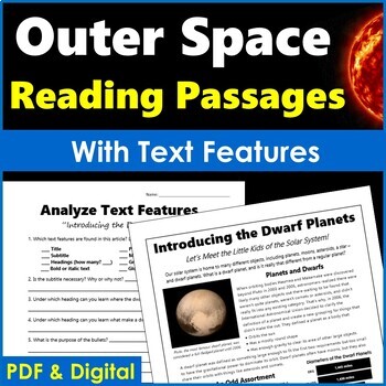 Preview of Nonfiction Passages with Text Features - Outer Space - PDF & Digital