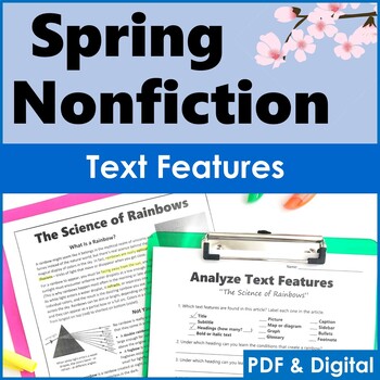 Preview of Nonfiction Passages with Text Features - Spring - PDF & Digital