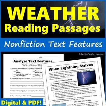Preview of Nonfiction Passages with Text Features - Weather - PDF & Digital