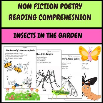 Preview of Nonfiction Poetry Reading Comprehension Passages on The insects in the garden