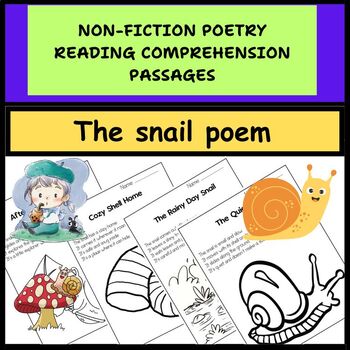 Preview of Nonfiction Poetry Reading Comprehension Passages on The snail poem