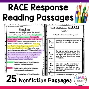 Preview of RACE Strategy Practice, Nonfiction Passages Grades 3-5, Writing Practice