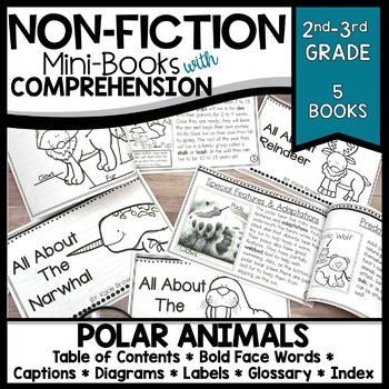 Preview of Polar Animals Mini Books Nonfiction Reading Passages Non Fiction Text Features