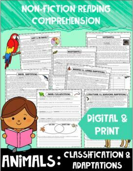 Preview of Nonfiction Reading Comprehension - Animal Adaptations & Classification