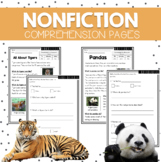 Nonfiction Reading Comprehension Animal Passages 1st and 2
