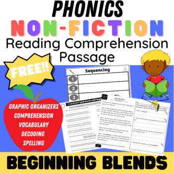 Preview of Nonfiction Reading Comprehension Passages - Decodable Beginning Blends