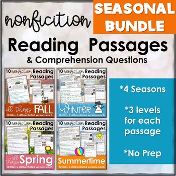 Preview of Seasonal Nonfiction Reading Comprehension Passages BUNDLE