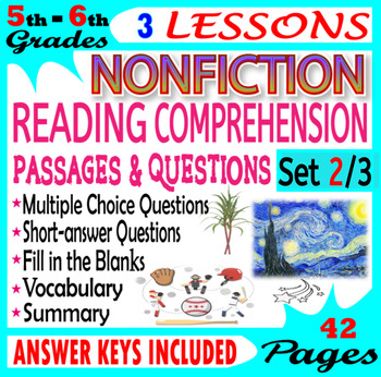 Preview of Nonfiction Reading Comprehension Passages and Questions (Set 2/3) 5th-6th Grade