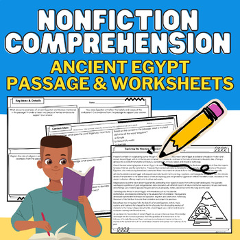 Preview of Nonfiction Reading Comprehension & Social Studies No-Prep Egypt Packet