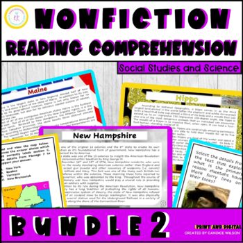 Preview of Nonfiction Reading Comprehension Text 2-Part Questions Bundle