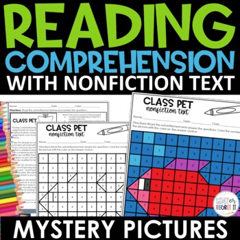 Preview of Nonfiction Reading Comprehension Mystery Pixel Worksheets Graphic Organizer