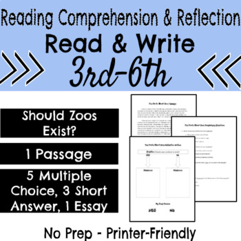 Preview of Nonfiction Reading Comprehension and Reflection: Should Zoos Exist?