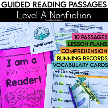 Preview of Level A Nonfiction Guided Reading Passages with Comprehension | Kindergarten