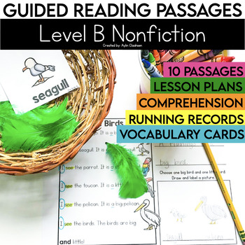 Preview of Level B Nonfiction Guided Reading Passages with Comprehension | Kindergarten