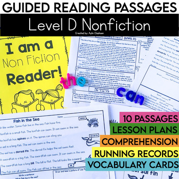 Preview of Level D Nonfiction Guided Reading Passages with Comprehension | Kindergarten