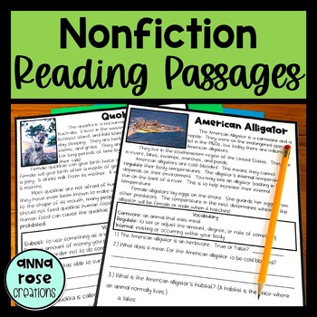 Preview of Nonfiction Reading Passages and Reading Comprehension Questions - Animals