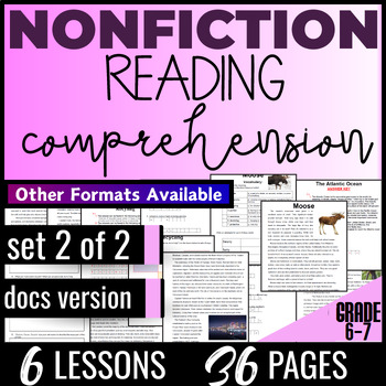 Preview of Nonfiction Reading Passages with Comprehension Questions Set 2of2 6th 7th Grade