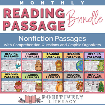 Preview of Nonfiction Reading Passages with Monthly Topics Bundle