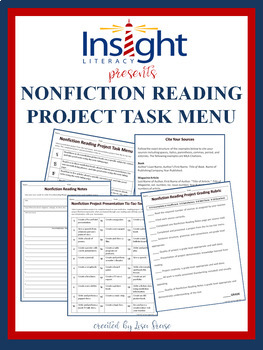 Preview of Nonfiction Reading Project w/a Task Menu & Tic Tac Toe Project Board