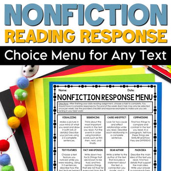 Preview of Nonfiction Reading Response - Comprehension Prompts for Any Non Fiction Book