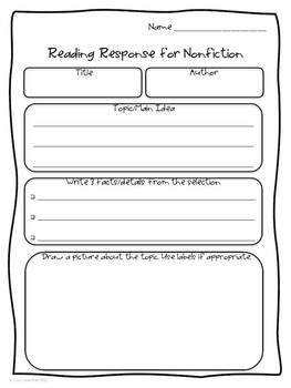Nonfiction Reading Responses ~ 2nd-5th Grades by Lisa Lilienthal