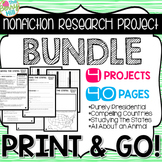 Nonfiction Research Projects BUNDLE - Print & Go - Common Core