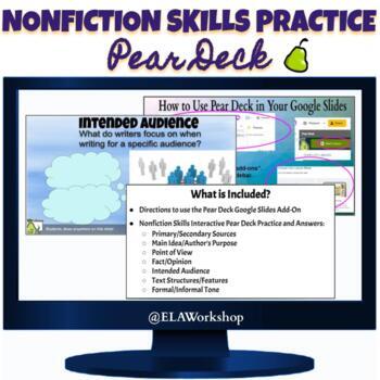 Preview of Nonfiction Skills Practice with Pear Deck Google Slides Add-On - ELA  Workshop