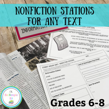 Preview of Nonfiction Stations for ANY text- 6th, 7th, 8th Grade