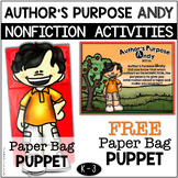 Reading Comprehension: Paper Bag Puppet – Author's Purpose Free
