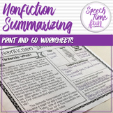 Nonfiction Summarizing Worksheets (no prep)