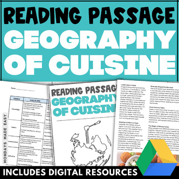 Preview of Nonfiction Summary - Geography of Cuisine Reading Comprehension Passage - OLC4O