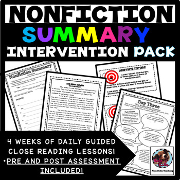 Preview of Nonfiction Summary Reading Intervention Unit