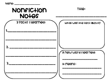 Preview of Nonfiction Summary Notes