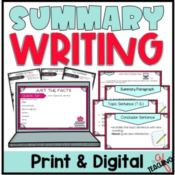 Preview of Nonfiction Summary Writing Lesson Activities - Nonfiction Summary PowerPoint