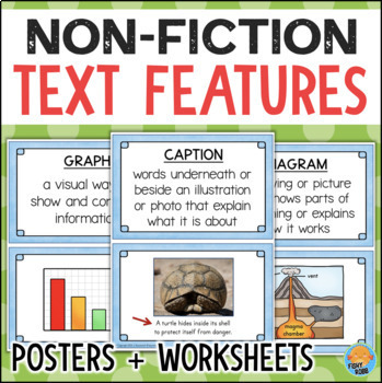 Preview of Informational Nonfiction TEXT FEATURES Worksheet Posters Anchor Chart Assessment