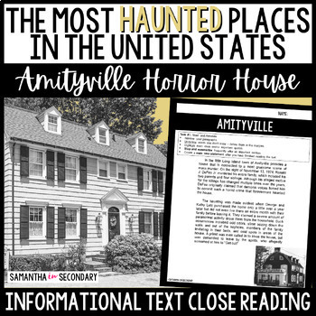 Preview of Nonfiction Text Close Reading Passage and Activities - Amityville Horror House