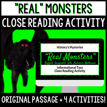 Preview of Nonfiction Text Close Reading Passage and Activities - "Real" Monsters