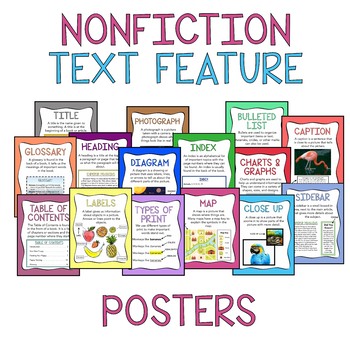 Nonfiction Text Feature Posters by Mrs Smith Teacher Lady | TpT