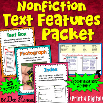 Preview of Nonfiction Text Features Posters and Worksheet