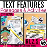 Nonfiction Text Features 2nd Grade RI.2.5 Worksheets Lessons and Passages RI2.5
