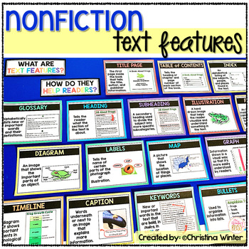 Preview of Nonfiction Text Features - anchor chart posters & worksheets