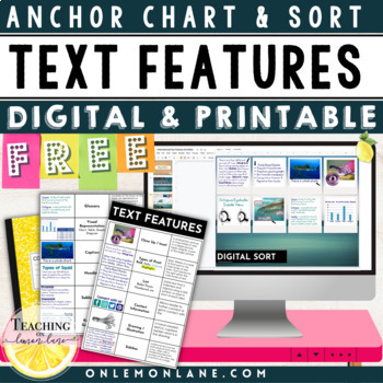 Preview of Nonfiction Text Features Activities Non Fiction Text Feature Anchor Chart & Sort