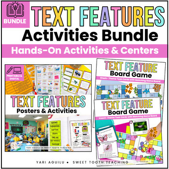 Preview of Nonfiction Text Features Activities BUNDLE | Centers, Games, Posters, Passages