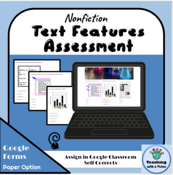 Preview of Nonfiction Text Features Assessment, Google Forms and Printable